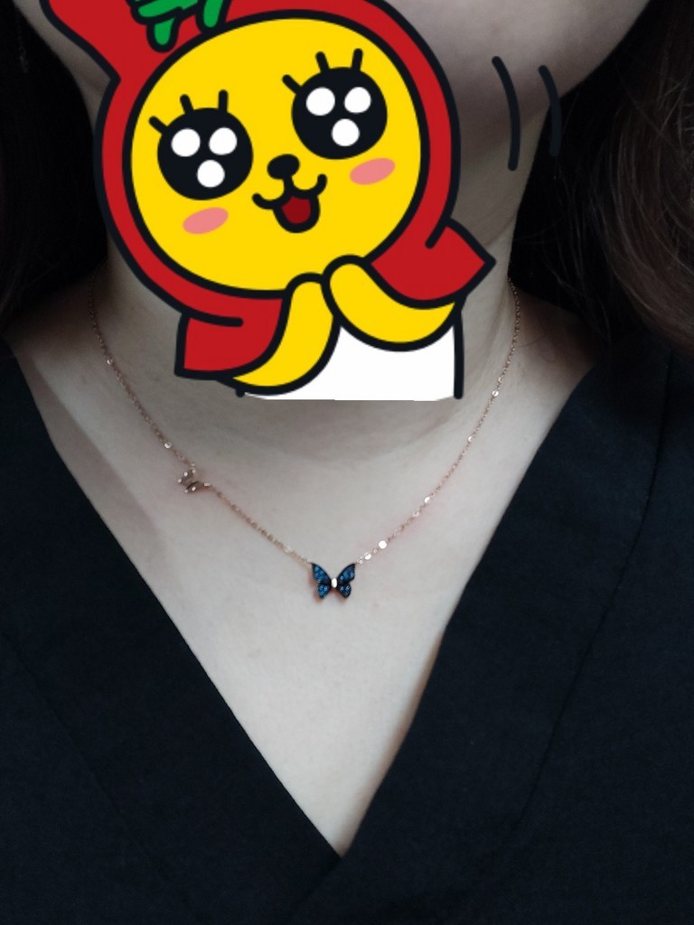 에스더앤미 14K 블루 트윈 나비 목걸이
