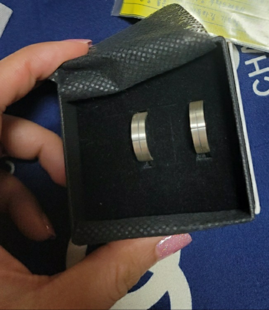 실버 십자가 평반지 심플 남자 여자 은반지