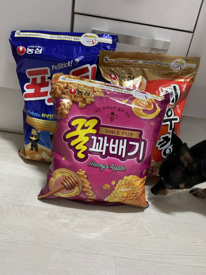농심 대용량과자세트_새우깡포스틱꿀꽈배기그레잇물티슈