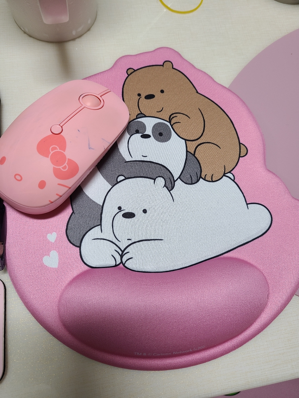 위베어베어스 삼둥이 마우스 손목 보패드