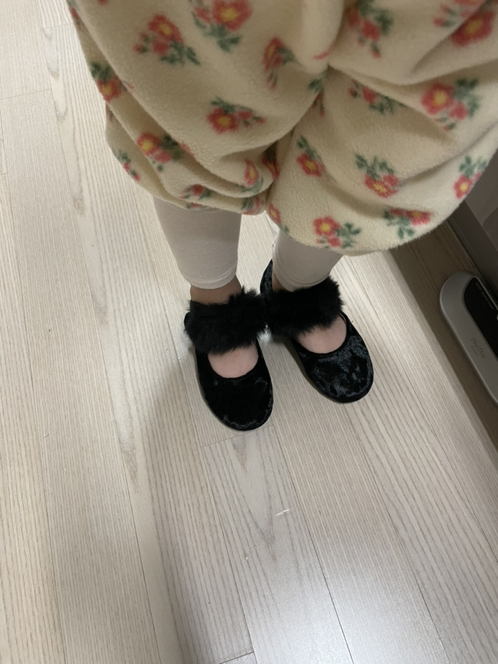 빔보빔바 여아용 벨벳퍼 플랫슈즈
