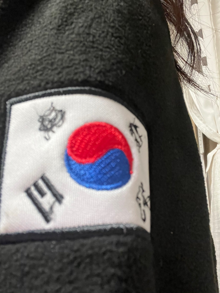 고급 자수 백골 ROKA 로카후리스 검정 검정 군인 학생 폴라 재킷