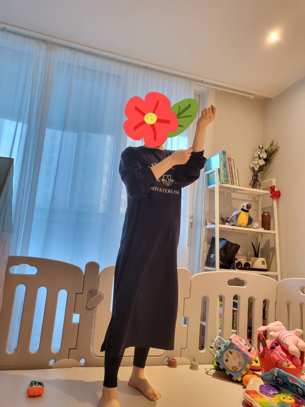쉐얼유 여성용 유니버시티 나염 오버핏 원피스