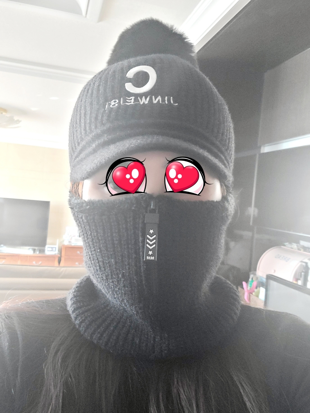 그린코코 니트 털방울 올인원 겨울모자 여성모자 방한모자