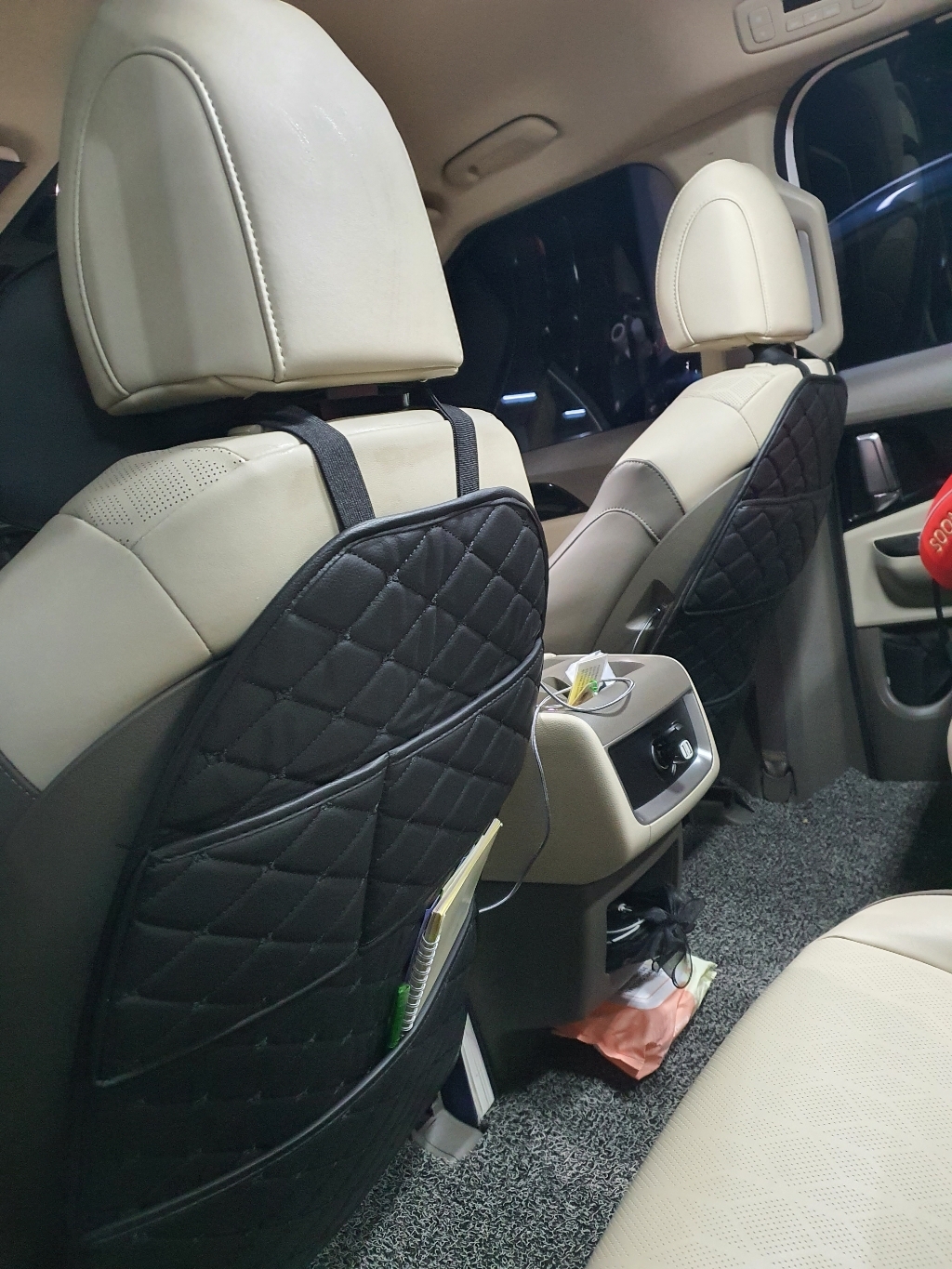 퀄팅 킥매트 자동차 시트커버 2단 포켓형