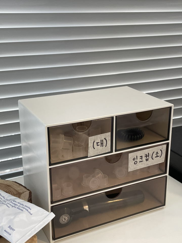 더자카 컬러플 반원 4칸 수납함