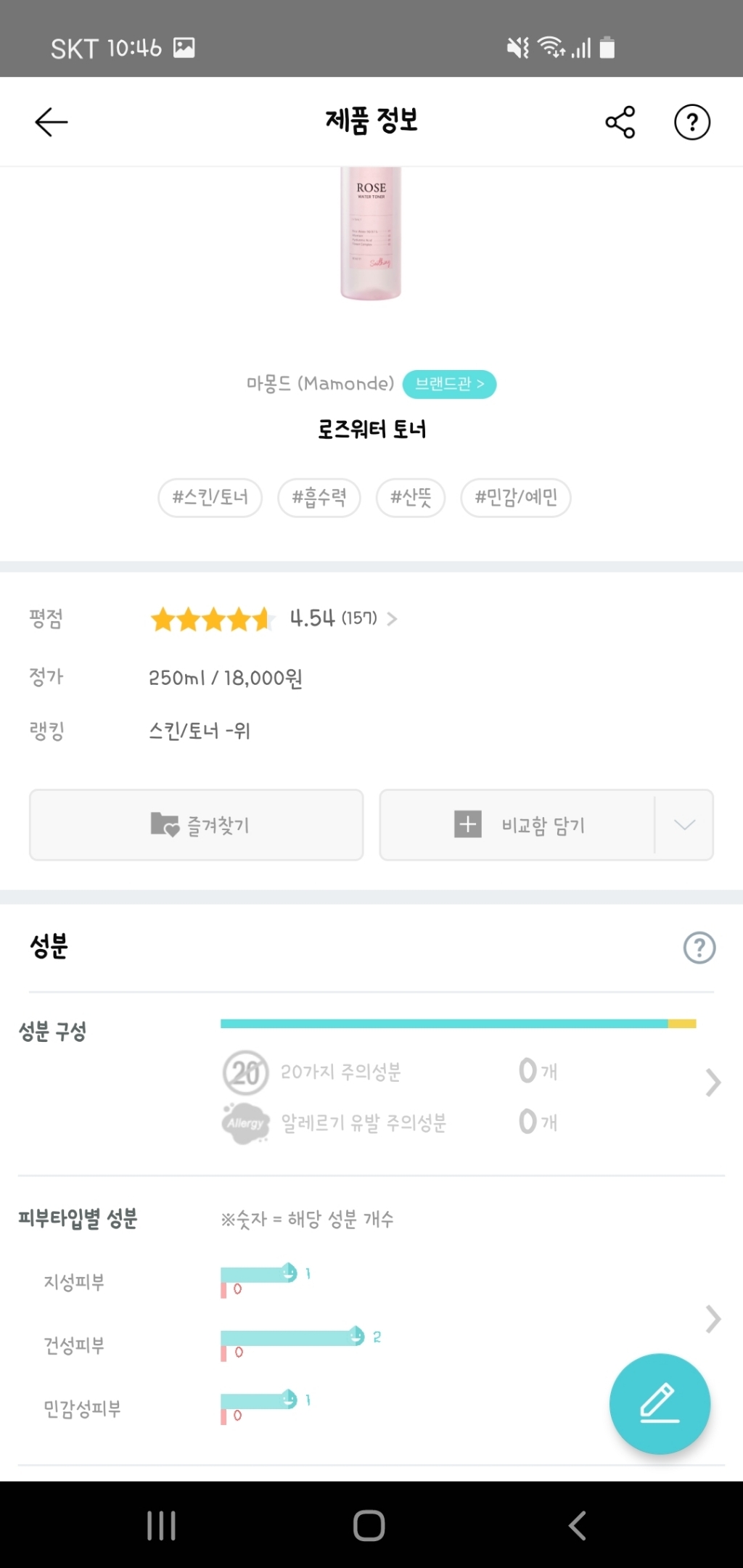 마몽드 로즈워터 토너