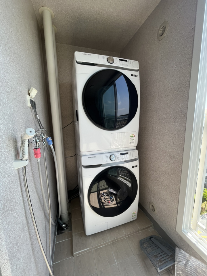 삼성전자 그랑데 세탁기 WF19T6000KW 건조기 DV17T8520BW 직렬설치 방문설치