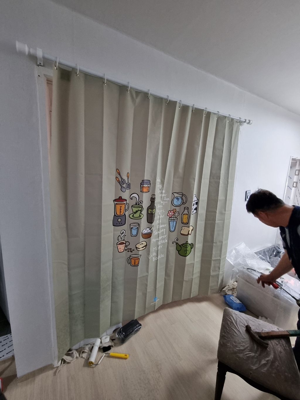 원세븐나인 마이키친 패브릭 샤워커튼 180188