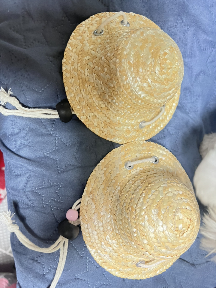 블럭마트 강아지 고양이 밀짚모자