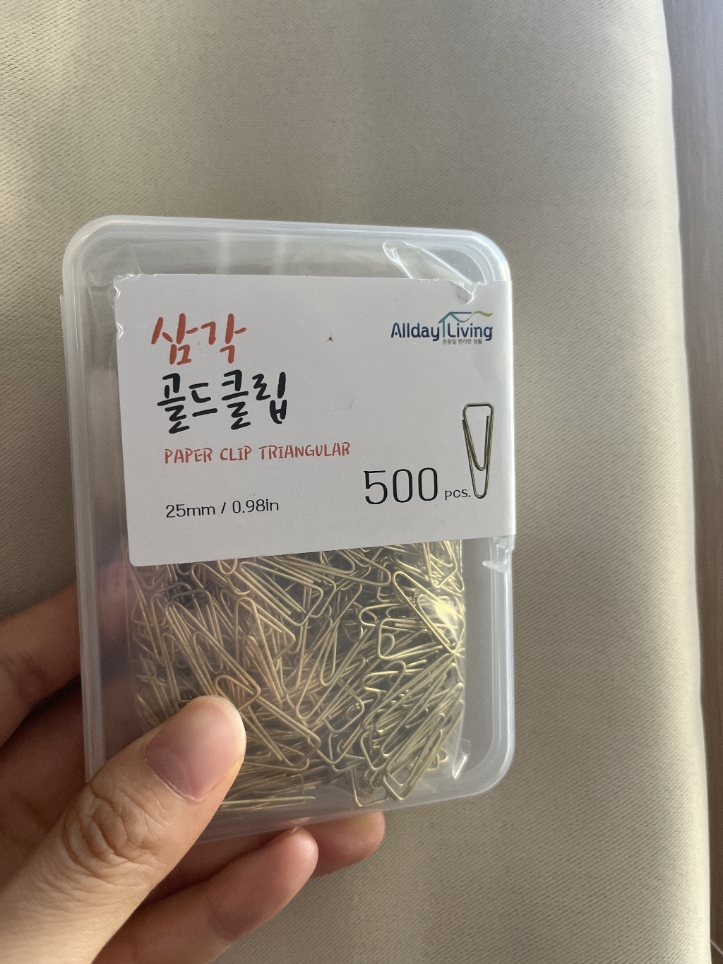 올데이리빙 스틸 삼각 컬러 골드클립 500개
