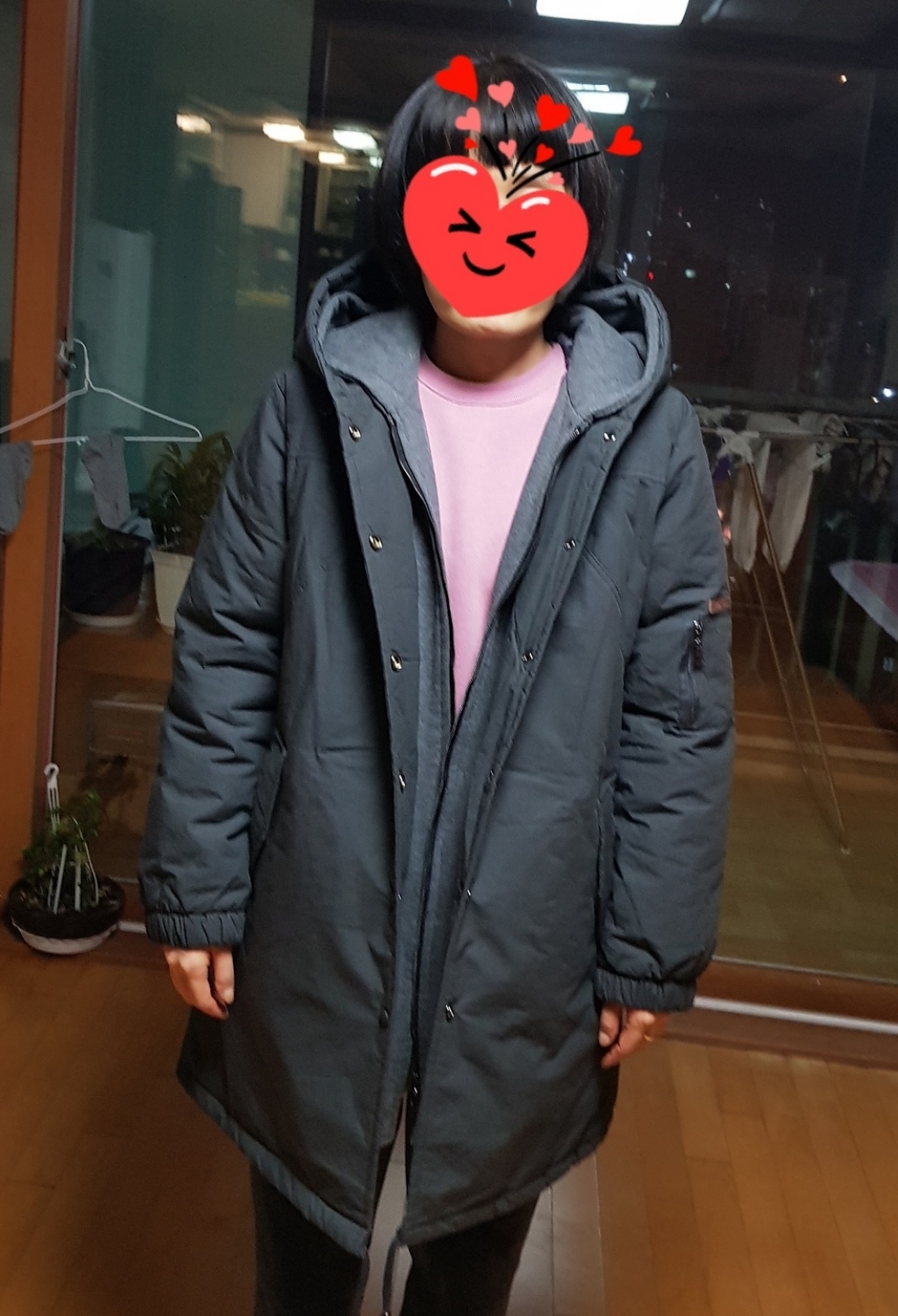 빼빼 여성용 후드레이어드 웰론솜 압축 누빔 집업 야상 점퍼