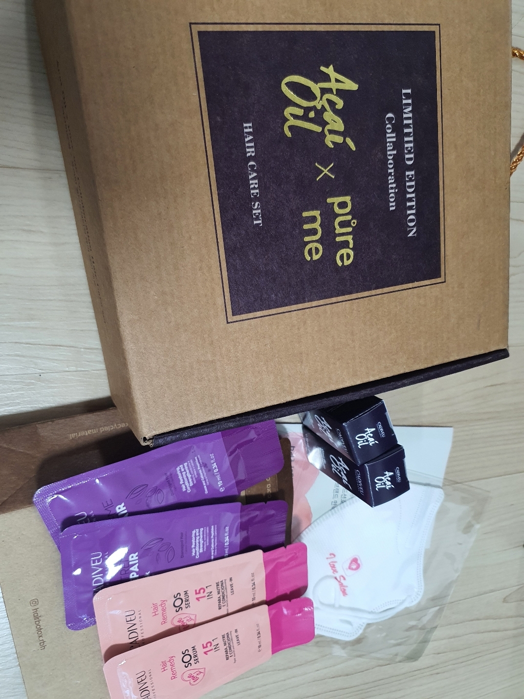 카디뷰 아사이오일 퓨어미 헤어브러쉬 콜라보 선물세트 / 설인아가 선택한 프리미엄 헤어에센스 트리트먼트 오일