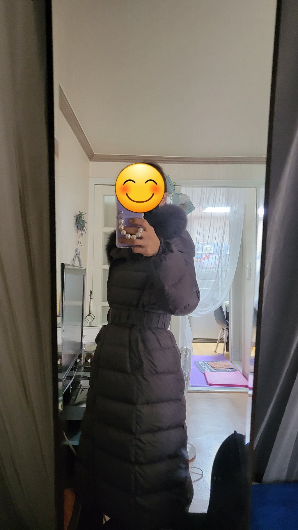 베스띠벨리[무료배송] 블랙패딩 HOT신상 이태리수입원단 고퀄리티 여성겨울패딩 폭스 퍼 털트리밍 허리벨트 라인들어간 롱패딩