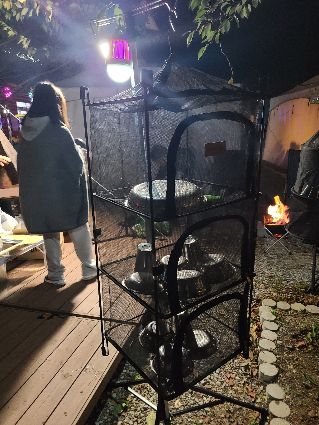 캠핑지구 4단 캠핑 식기 건조망 설거지망 그물망 건조대 2종