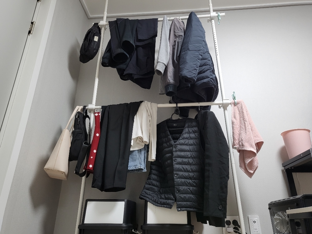 버츄나인 일반형 기둥식 철제 2단 행거