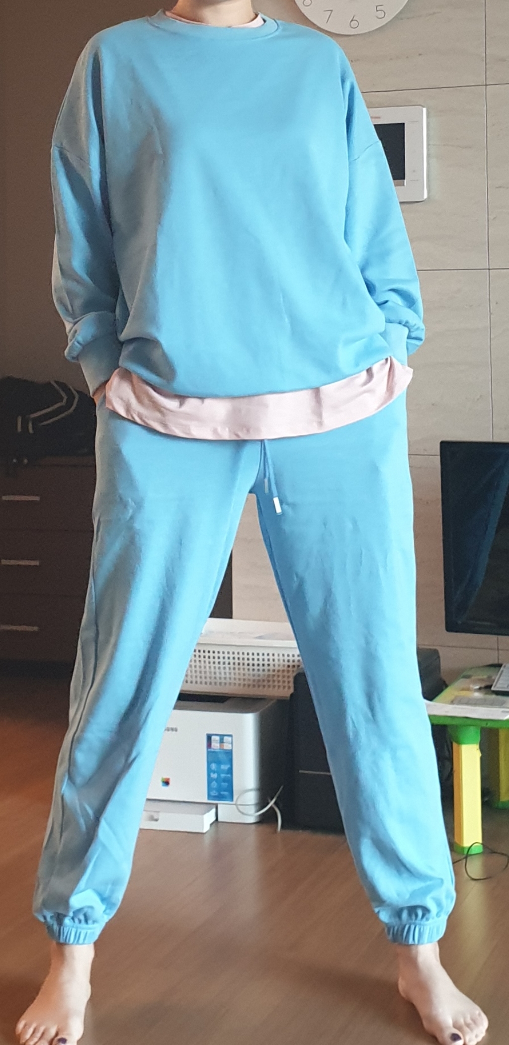 하이후 남여공용 레인보우 베이직 오버핏 트레이닝 상하의