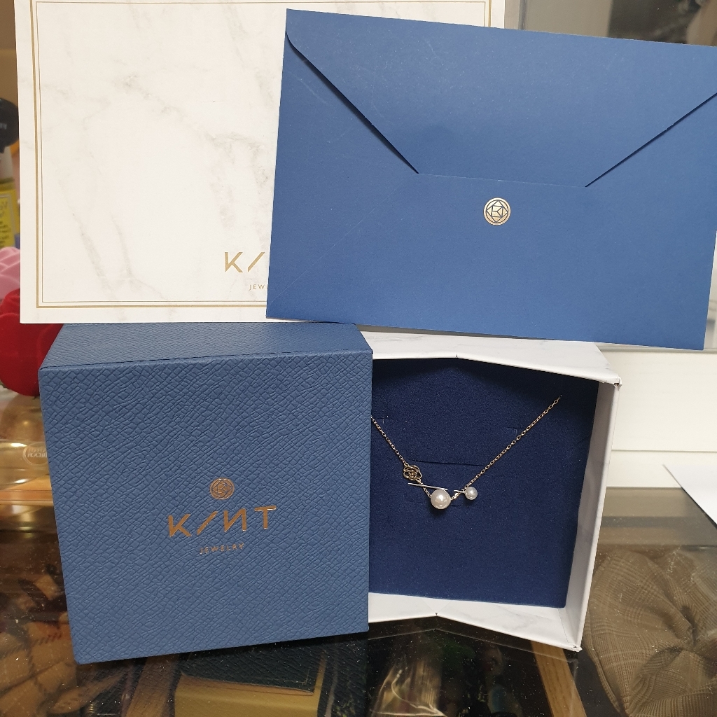 킨트주얼리 여성용 플랫 로즈 진주 포인트 목걸이 14K 쇼핑백