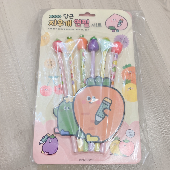 핑크풋 3000 당근 지우개 연필 6종 B