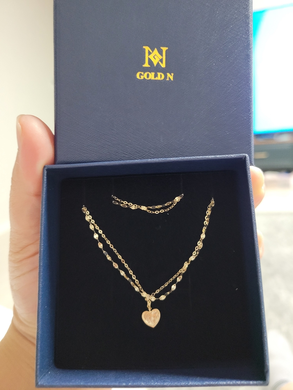 골드앤 14K 쁘띠하트 두줄체인 목걸이