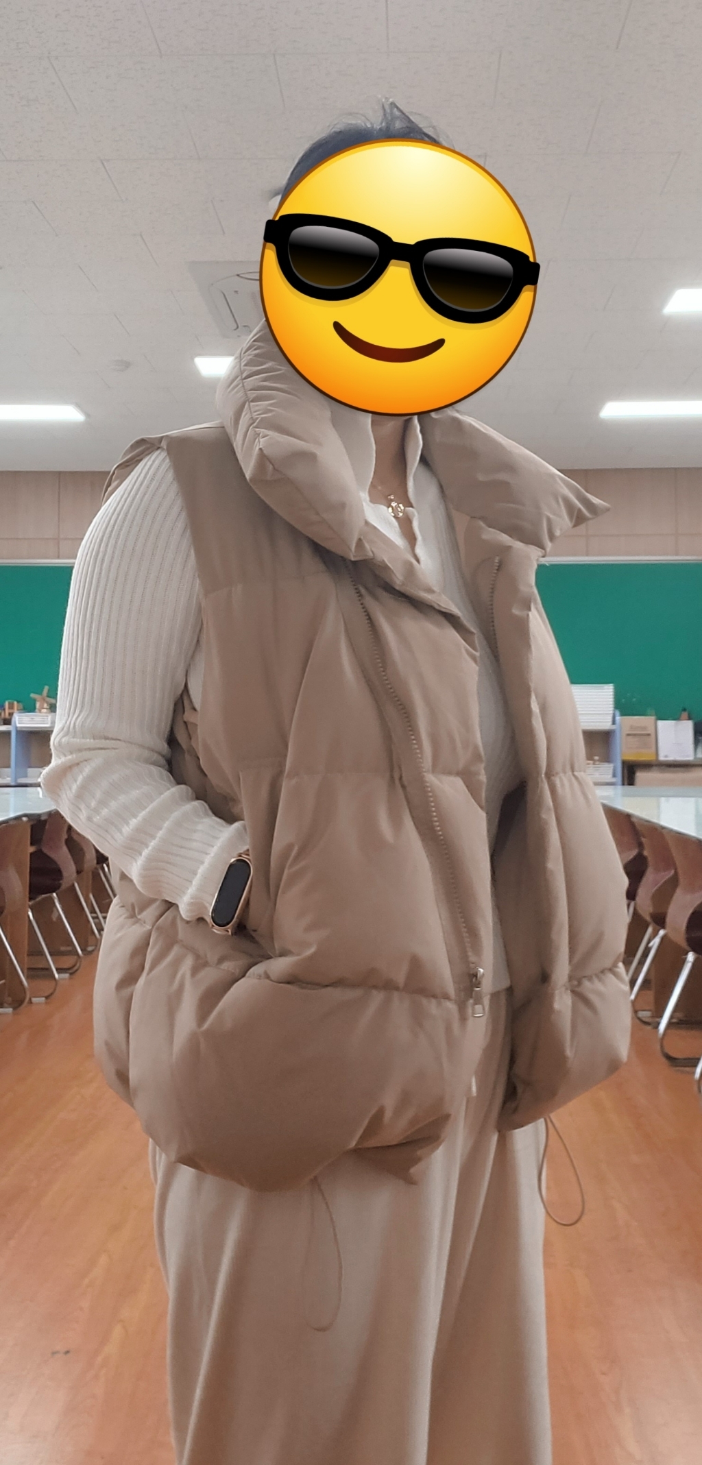 캐치펀 하이넥 다운패딩조끼 허리스트링쪼임 겨울조끼 CF01Z