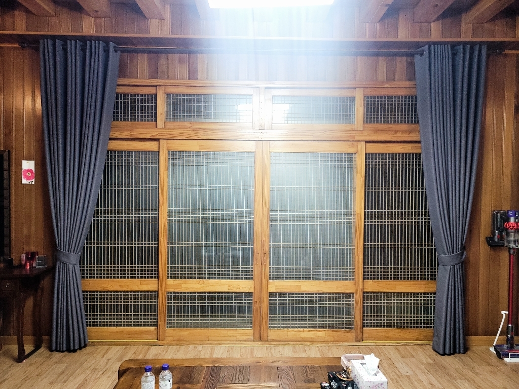 누보데코 국내 맞춤제작 항균 형상기억 3중직 에어리 린넨 암막커튼