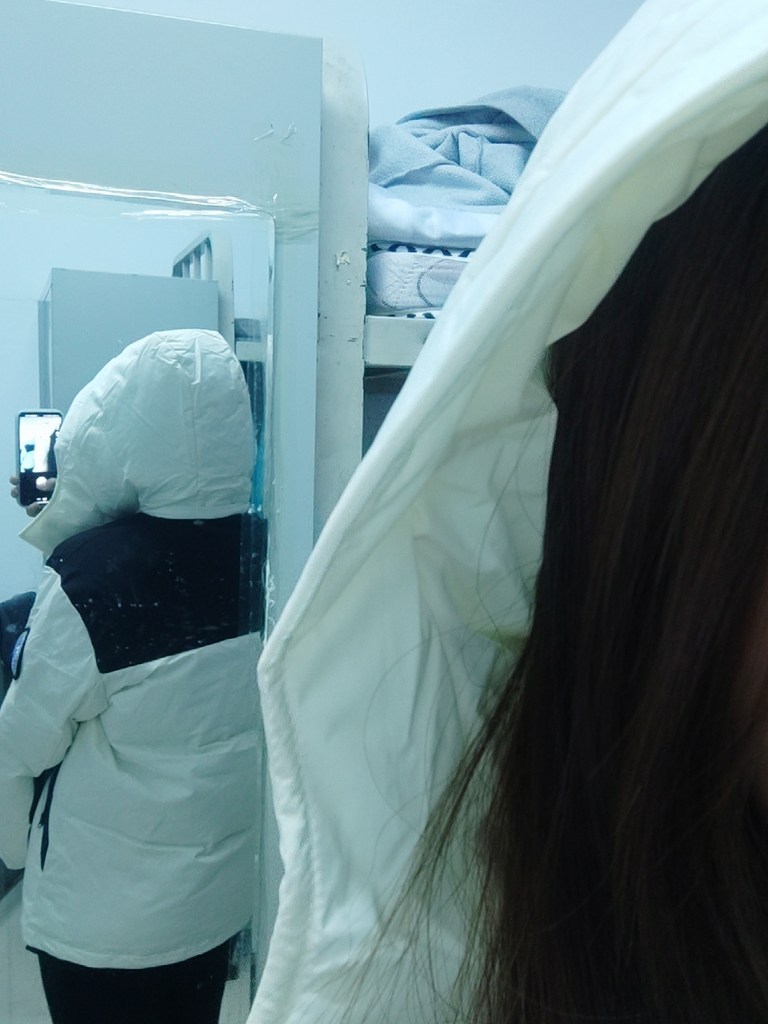 ANYOU 오리털 도톰 박시 카고 숏패딩