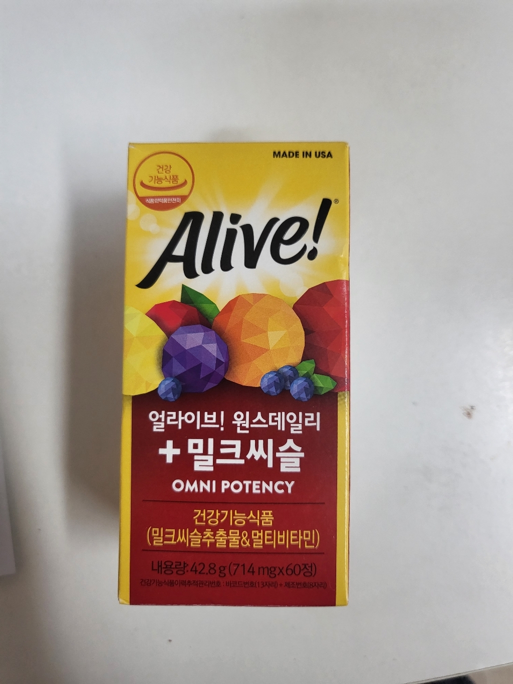 얼라이브 원스데일리 멀티 비타민 밀크씨슬 42