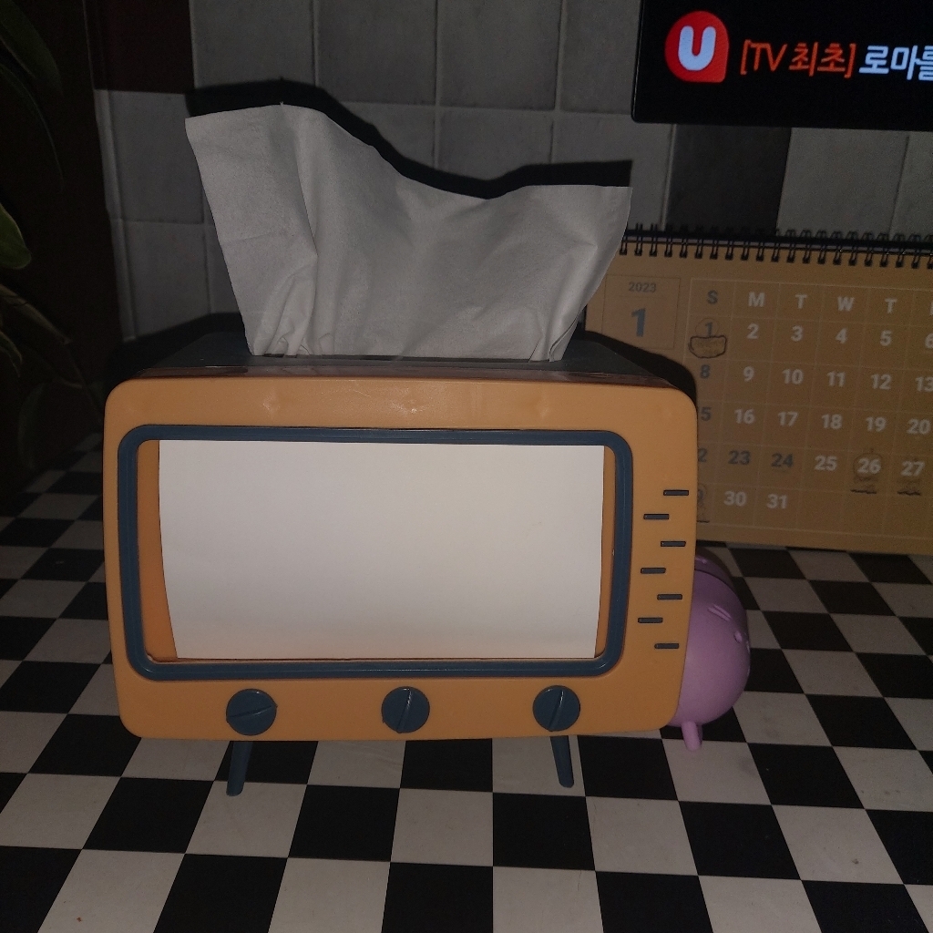 레트로 TV 다용도 티슈케이스