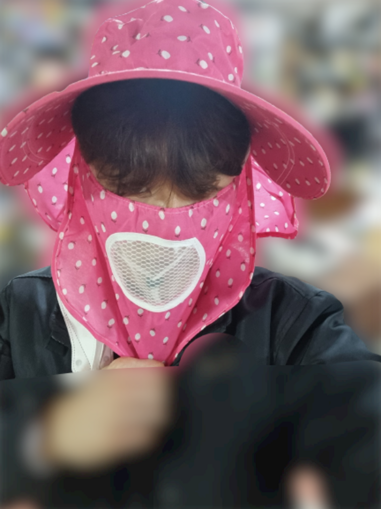 땡땡이 리본모자 작업용 마스크 달린 챙모자 리뷰 후기