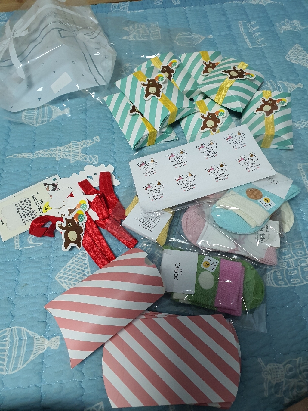 유진 유아동 KC인증 국산 양말 선물 포장 패키지 스티커 아동 어린이 어린이집 유치원 생일 단체 답례품