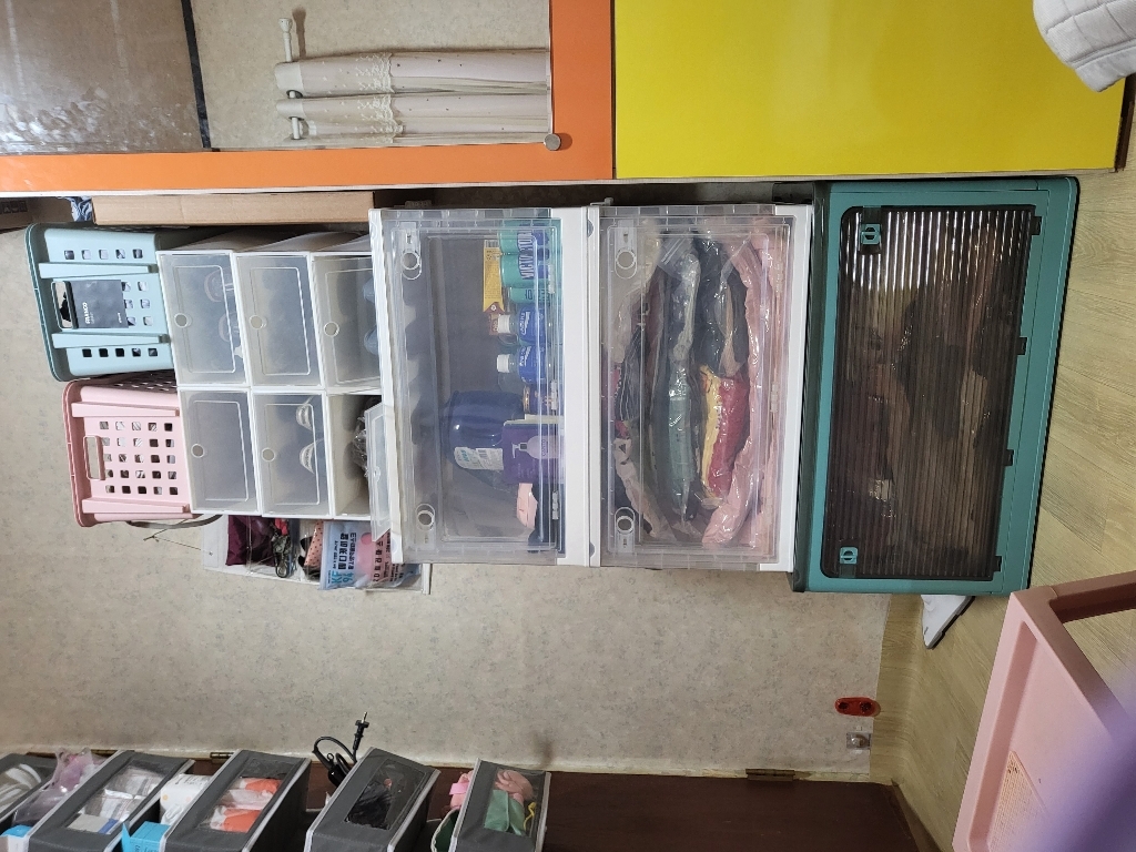 쇼핑토리 오픈 접이식 폴딩 투명 옷 의류 장난감 이불 자동차 레고 소품 정리함 수납 캠핑 대형 리빙박스