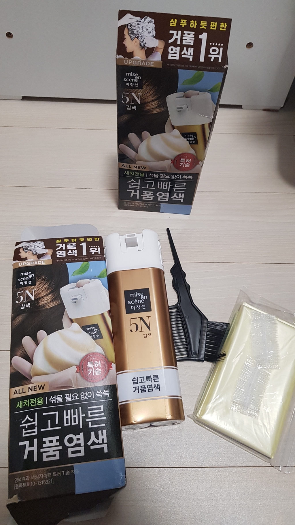 미쟝센 올뉴 쉽고 빠른 거품 염색제, 5N갈색, 4개