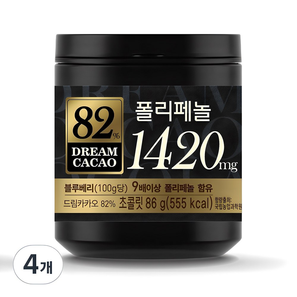 롯데웰푸드 드림카카오 82% 폴리페놀 초콜릿, 86g, 6개