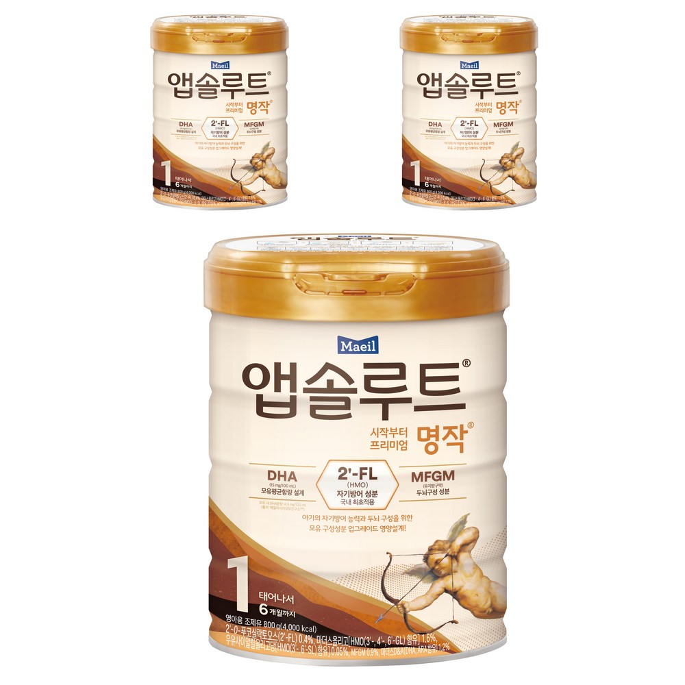 앱솔루트 프리미엄 명작 분유 1단계, 800g, 3개 800g, 3개 섬네일