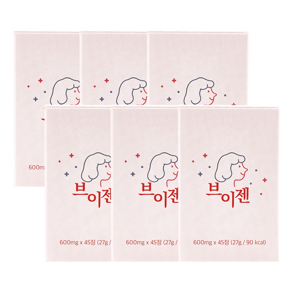 브이젠 V라인 브로멜라인 파파인 칼륨, 45정, 6박스