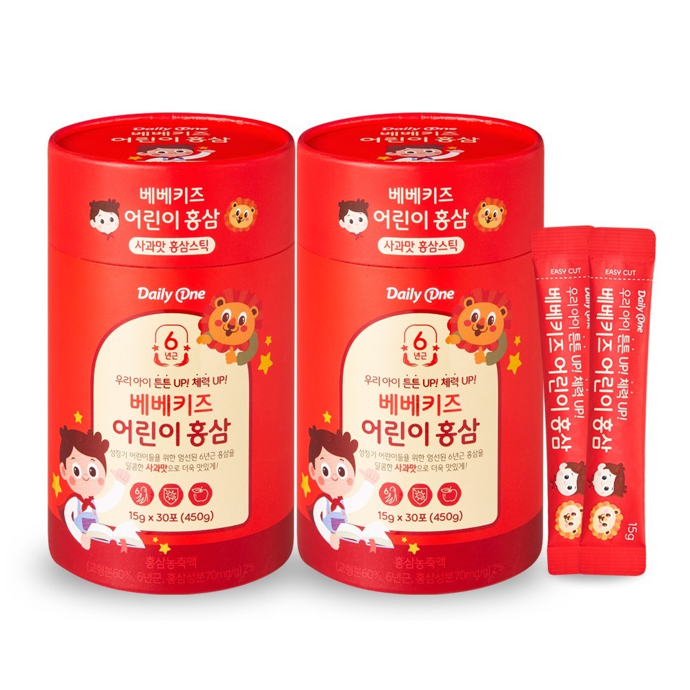 데일리원 베베키즈 어린이 홍삼 15g 30포 - 어린이홍삼 | 쿠팡