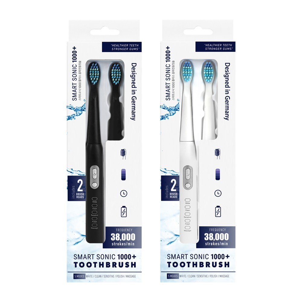 구강 건강을 향상시키고 흰 미소를 유지하기 위한 음파칫솔 더블세트