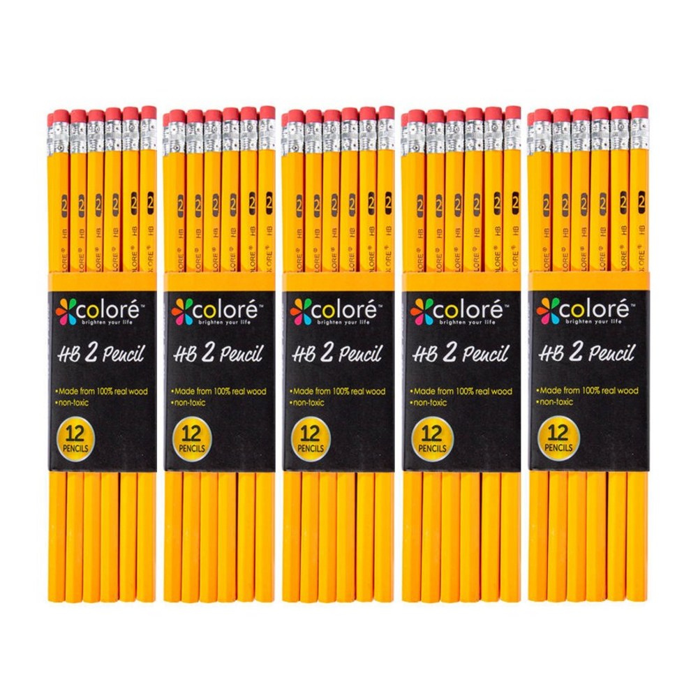 HB문화사 지우개 달린 HB 노랑연필 12타스 5개 세트 리뷰 연필