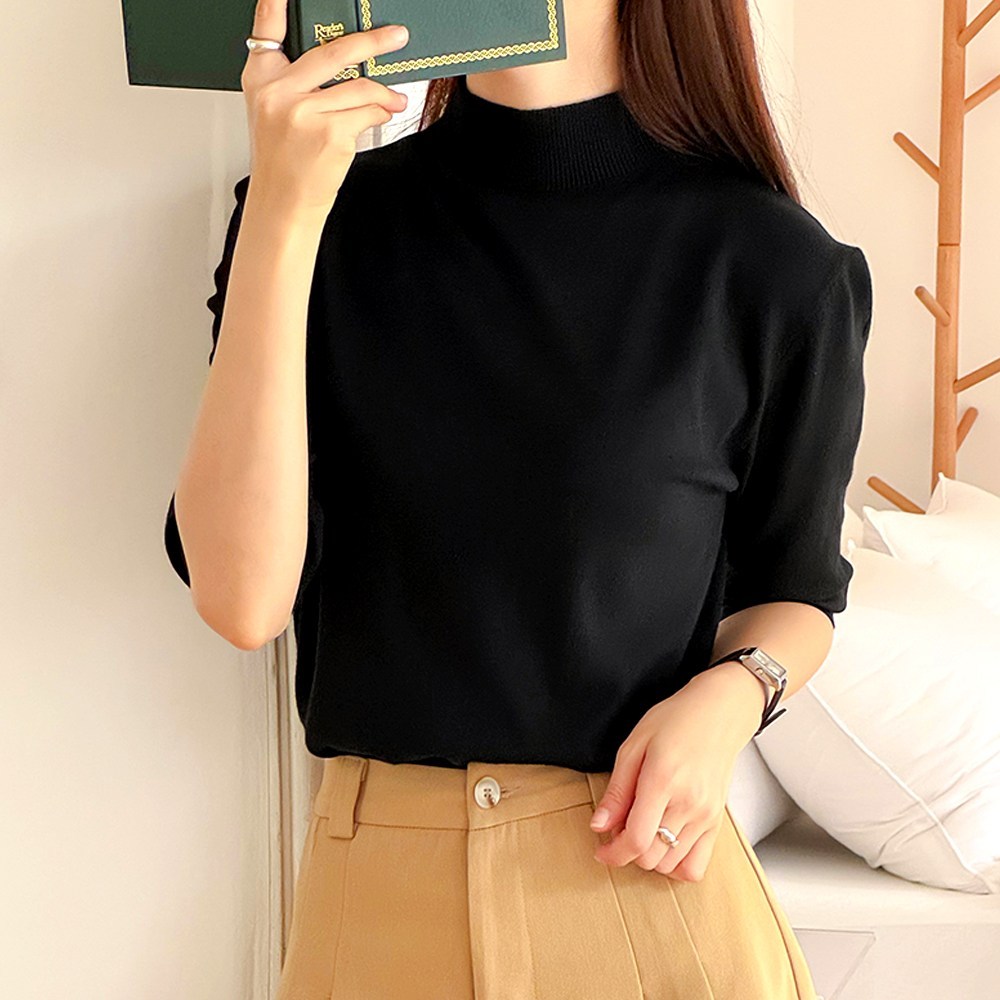 피그버니 여성 반목 반팔 니트, 지금 바로 득템하세요!