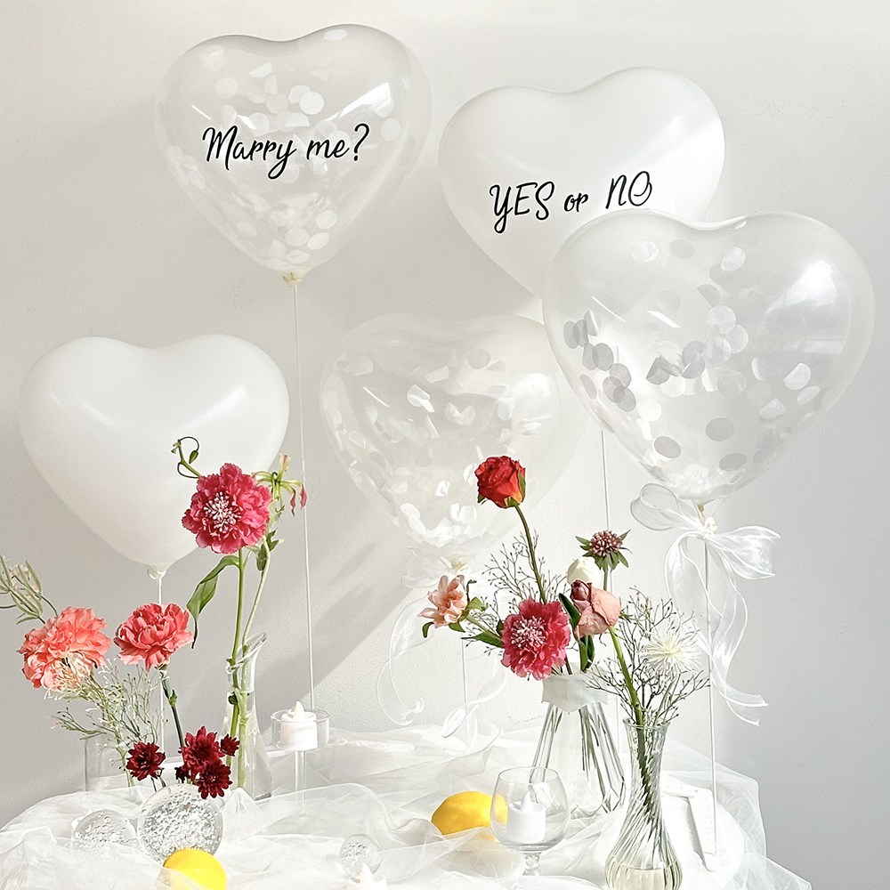 결혼 프로포즈 용품 세트 답프로포즈 풍선 셀프 트렁크 프러포즈 소품 컨페티, Marry me? YES or NO 레터링 스티커, 1개