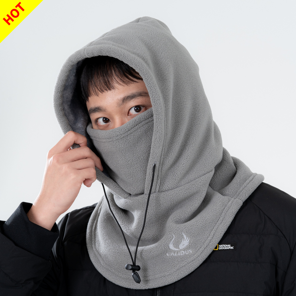 칼리두스 프리미엄 융기모 겨울 후드넥워머 방한 바라클라바, 블랙, 1개