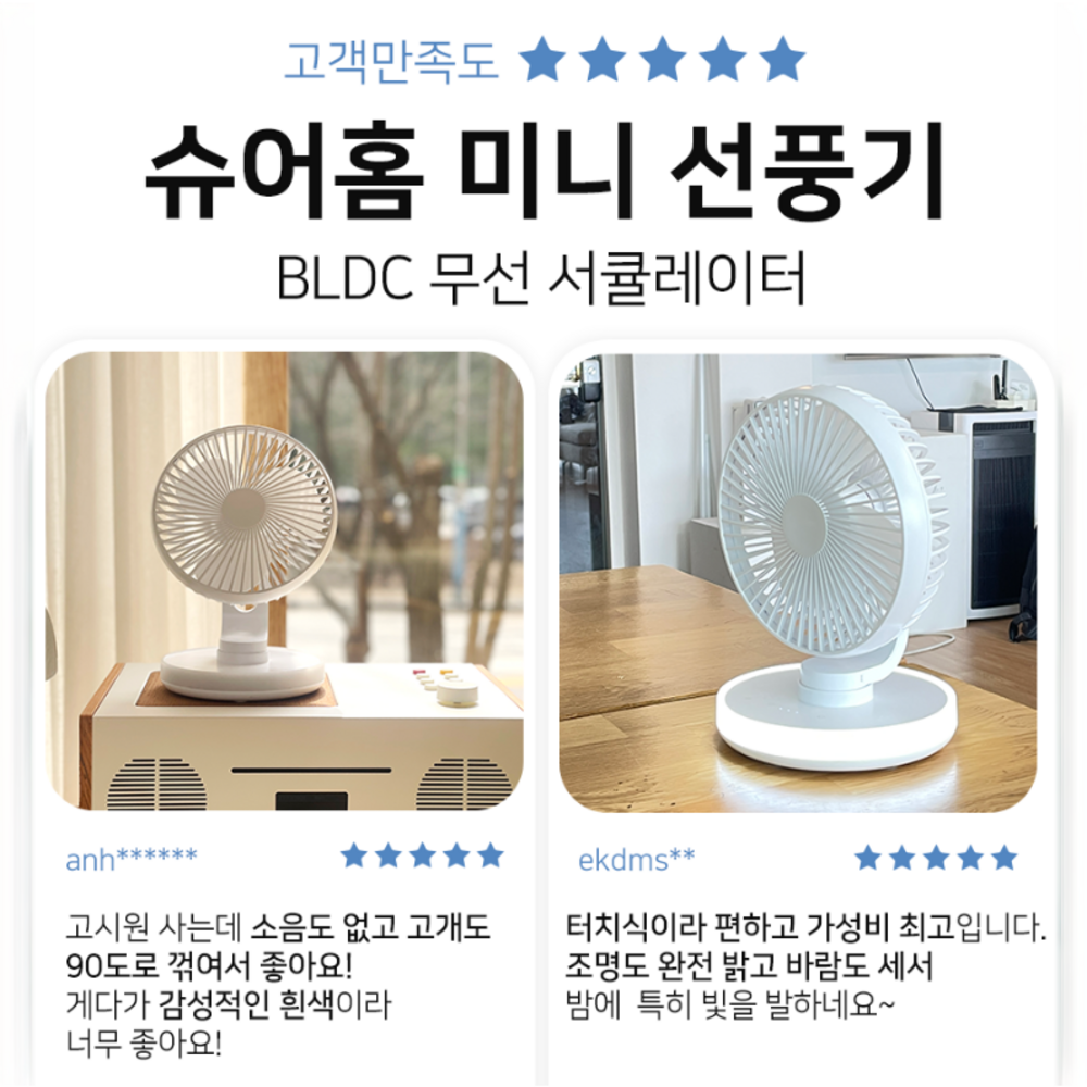 여름에 완벽한 멀티 솔루션: 슈어홈 탁상형 선풍기 조명 무소음 사무실 무드등