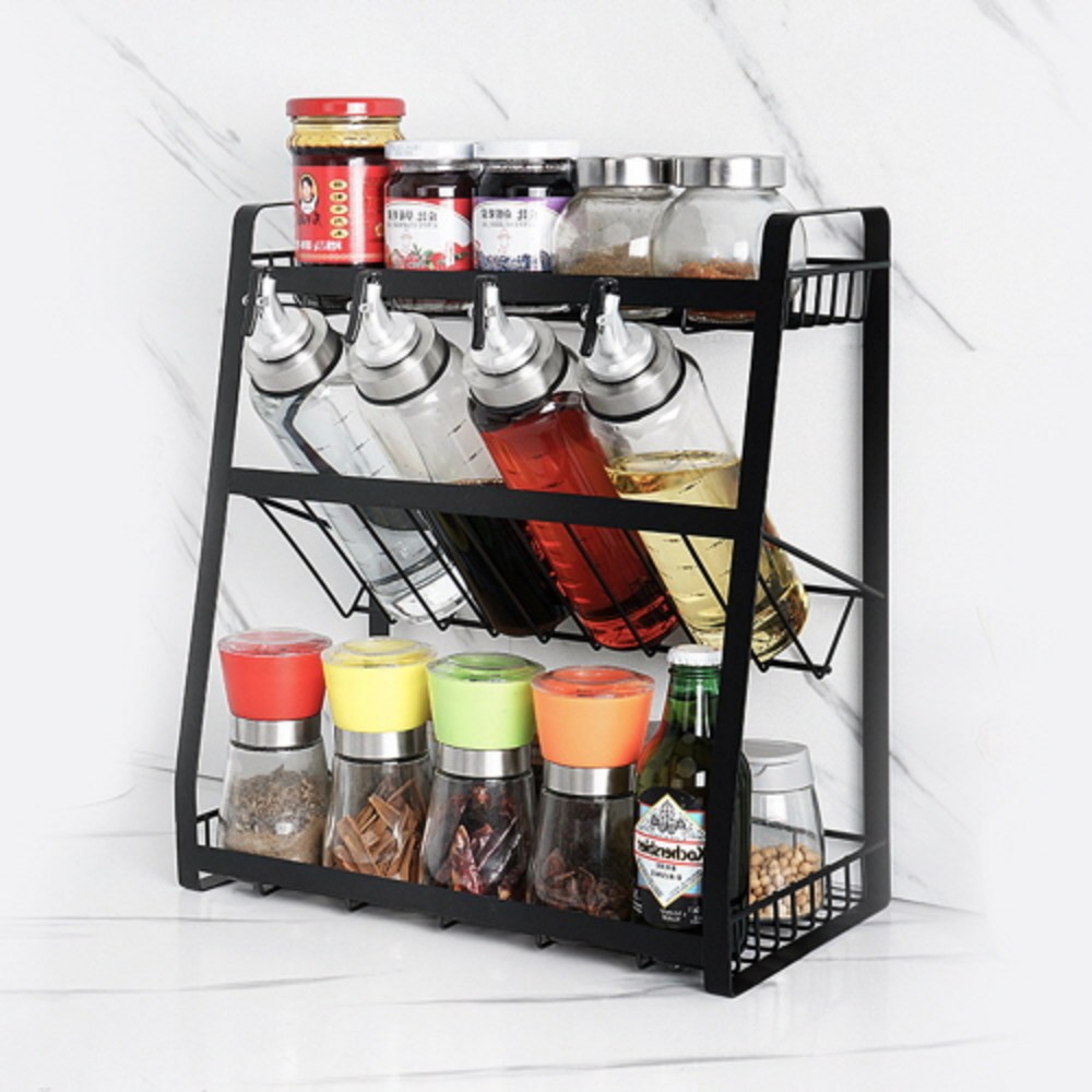 주방 혁명템! 무타공마켓 3단 슬라이딩 양념통 선반으로 요리 효율 UP!