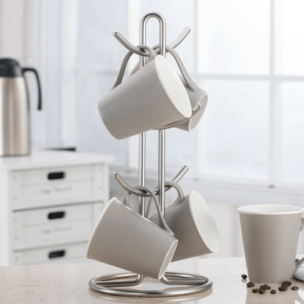 주방을 빛내는 작은 혁명, 실버 스틸 6구 컵걸이 컵정리대!