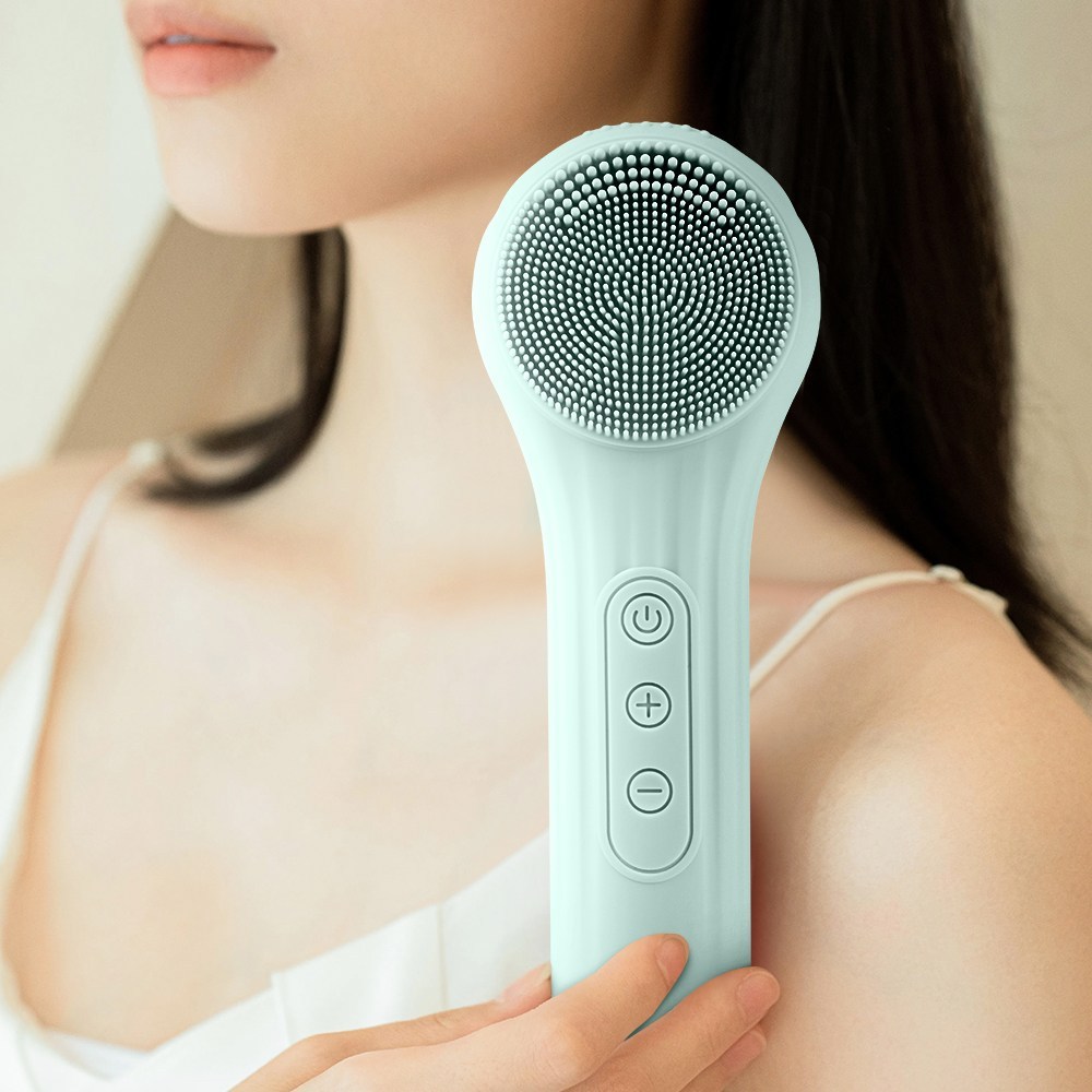 LOMESO 진동클렌저 실리콘 브러시 세안 전동 클렌저 온열 얼굴클렌징기계, 로즈레드, SK0308