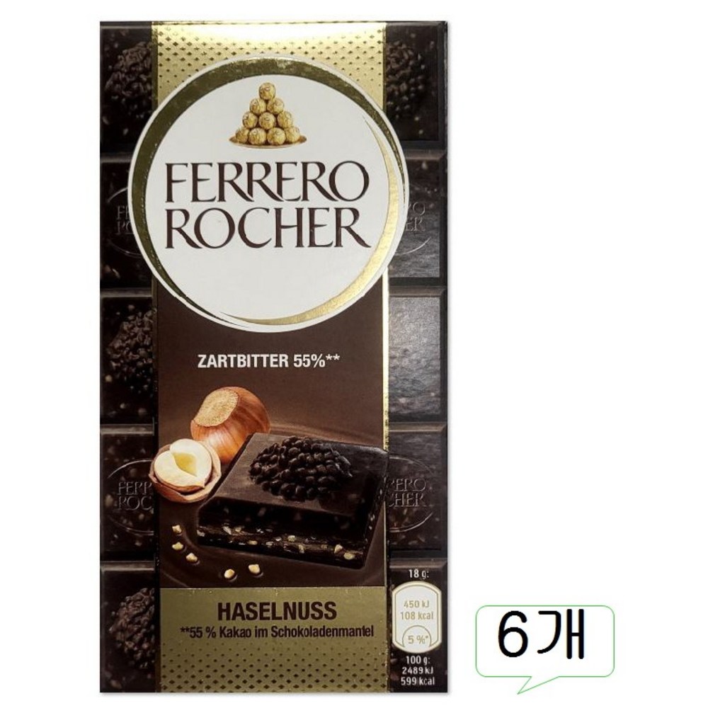 페레로로쉐 초콜릿바 다크 초콜렛, 90g, 6개
