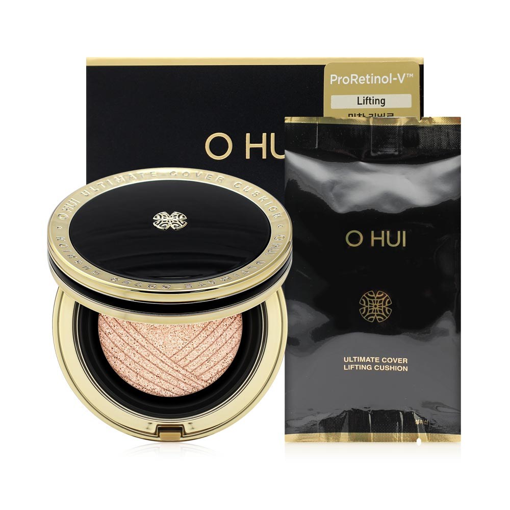 빛나는 피부를 위한 비결: 오휘 얼티밋커버 리프팅 광채 쿠션 팩트 리뷰