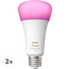 필립스휴 화이트 & 컬러 앰비언스 1600 루멘 LED 전구 13W 9290035388, 전구색, 2개