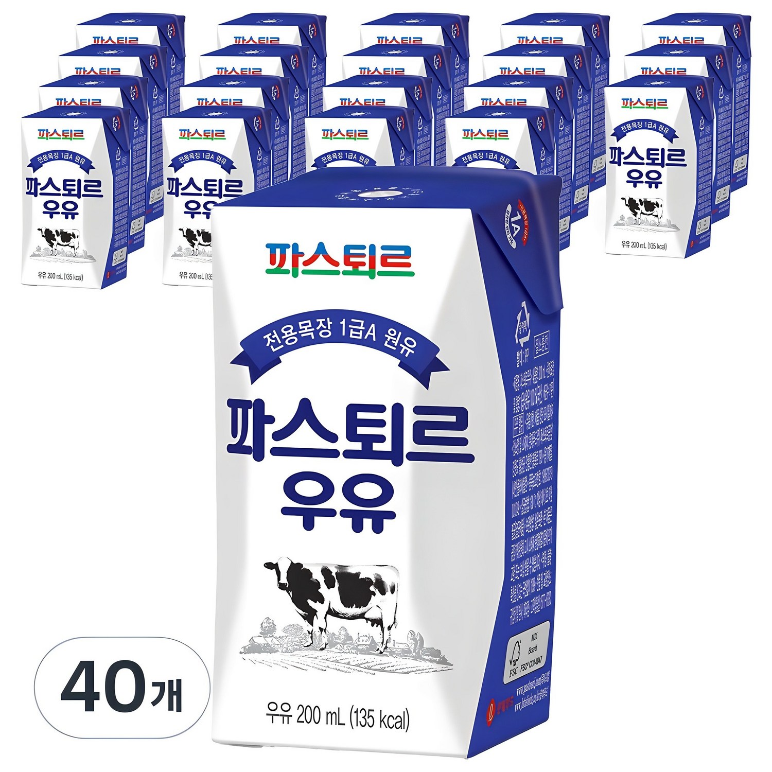 파스퇴르 전용목장 우유, 200ml, 20개